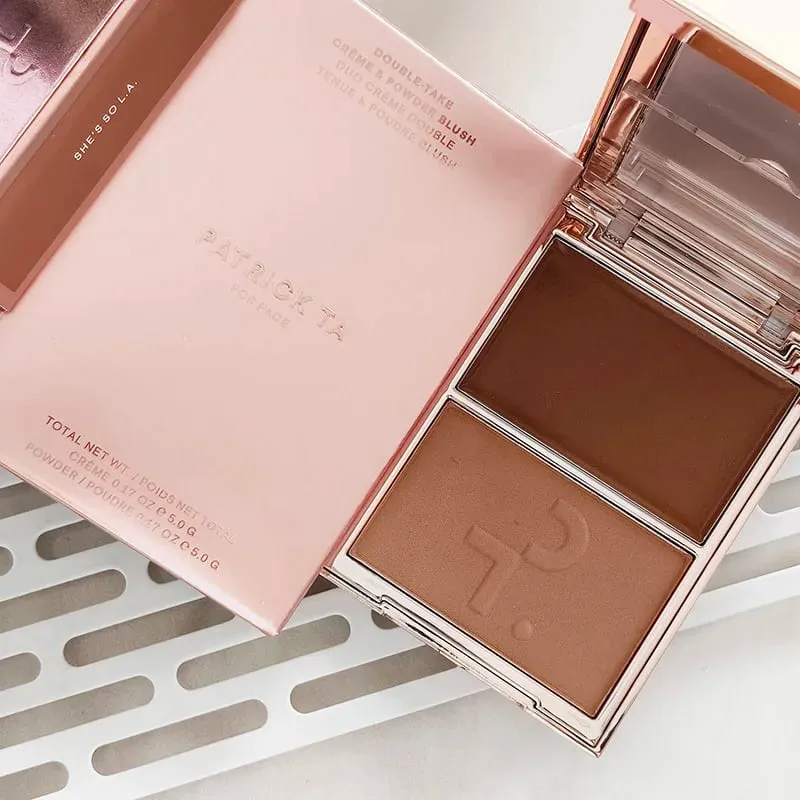 Patrick 2 in 1 Cream & Powder Blush Palette Dual Cheek Blush Duo Lasting Natural Brightening TA Makeup Cosmetics She's That Girl