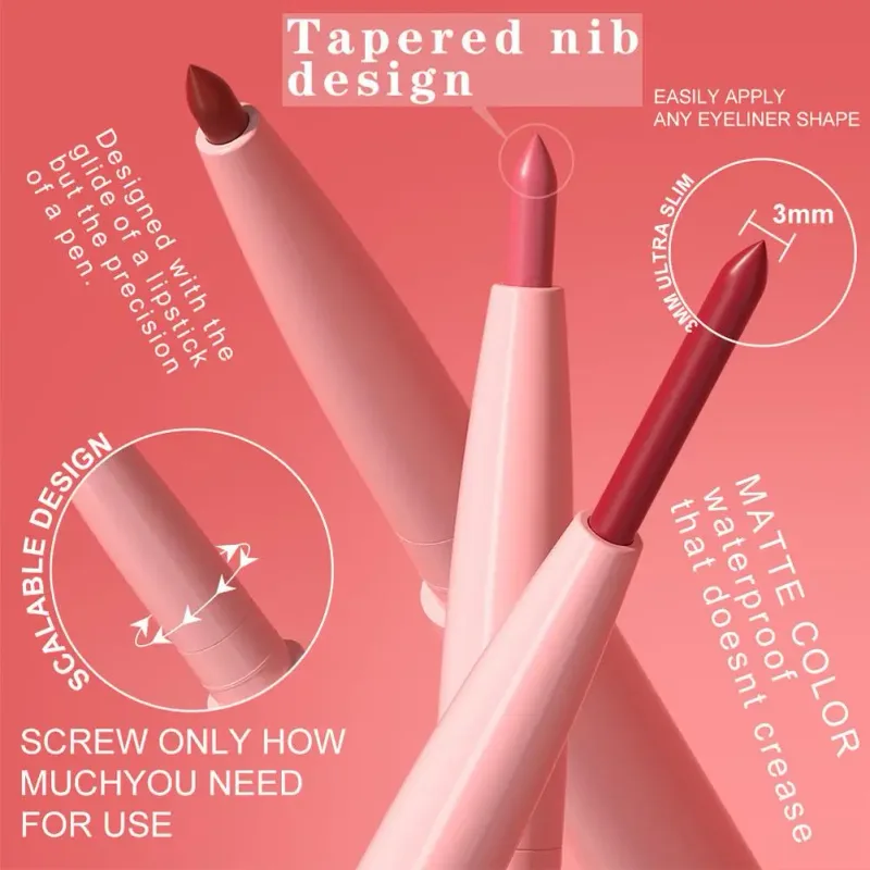 Matte Lip liner Pen 12Color Waterproof Fine Lipstick Slim Lip Outline Contour Makeup Dark Red Brown Lipstick Pencil Cosmetic — image 6