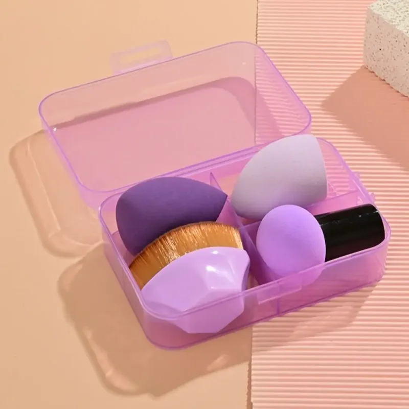 4Pcs Beauty Pro Foundation Cosmetic Puff Set Dry Wet Usable Makeup Tool Magic Brushes With Box Sponge Powder Makeup