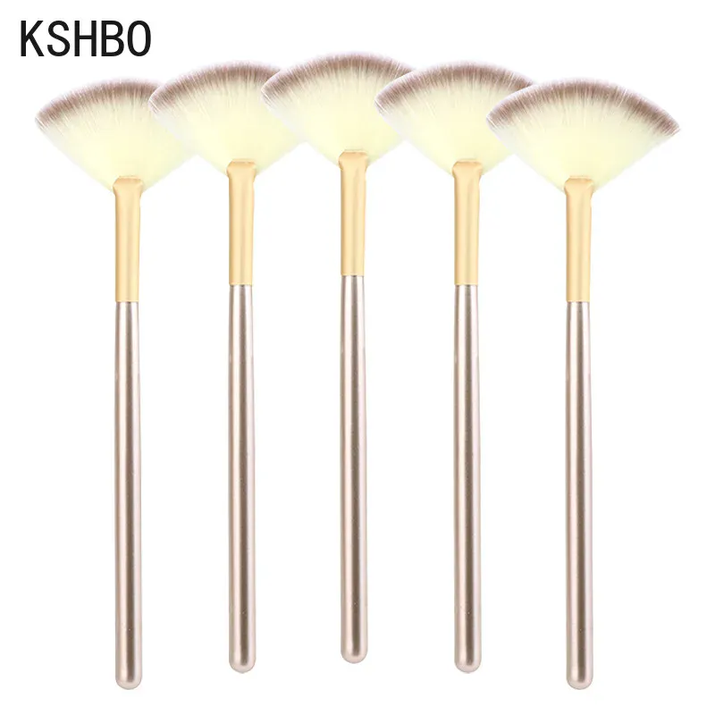 5pcs Fan Brushes Facial Brushes Soft Makeup Brush Cosmetic Applicator Tools Wooden Handle and Soft Fiber for Peel Mask — image 1
