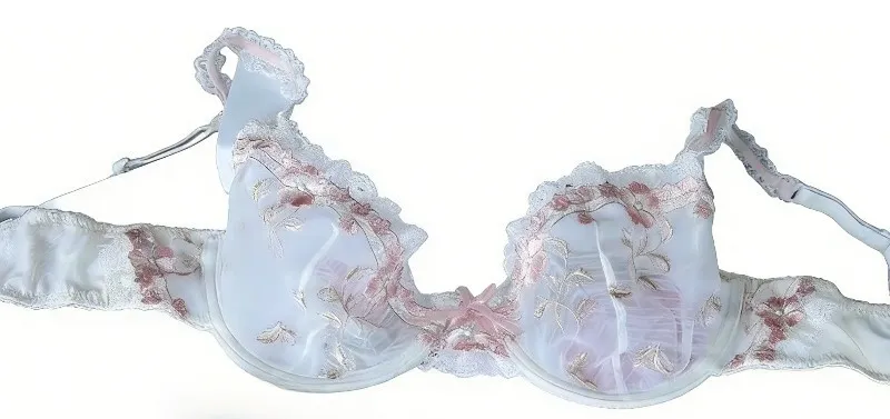 French Style Unlined Bra Set | Minimizer Lace Half Cup for Large Cup Size No Padding Thin Sheer Anti-Sagging Lingerie BANERDANNI