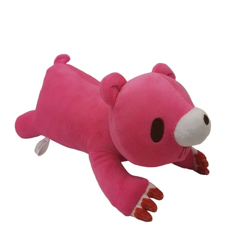Pink Lying Bear Plush Pillow Cute Long Body Stuffed Doll Soft Fluffy Decorative Sleeping Cushion Gift