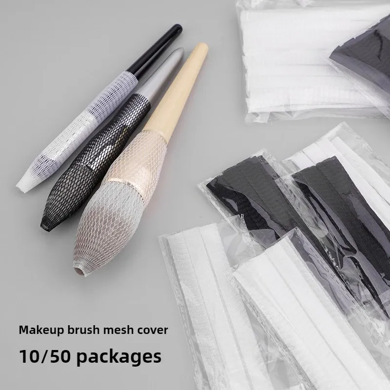 50 unids/bolsa, funda protectora para brochas de maquillaje, Protector de brochas cosméticas, protectores de red flexibles, cubierta reutilizable, herramientas de belleza para maquillaje