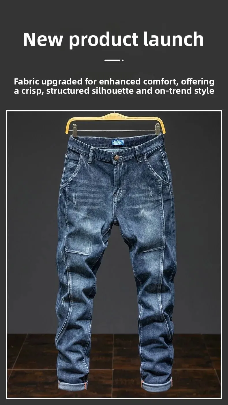 Splicing Elastic Large Size Loose Elastic Jeans Men's Autumn Korean Trend Pants Men's Harlan Denim Trousers Men Bootcut Jeans