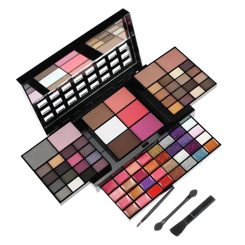 74 Colors Eyeshadow Lip Gloss Professional Makeup Kit Pearlescent Matte Concealer Tray Flash Lipstick Women Cosmetics Gift Box