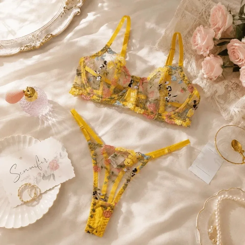 Versatile Transparent Lingerie Set Ultra-thin Push Up Panties Bra Set Elegant Bra Suit Lady