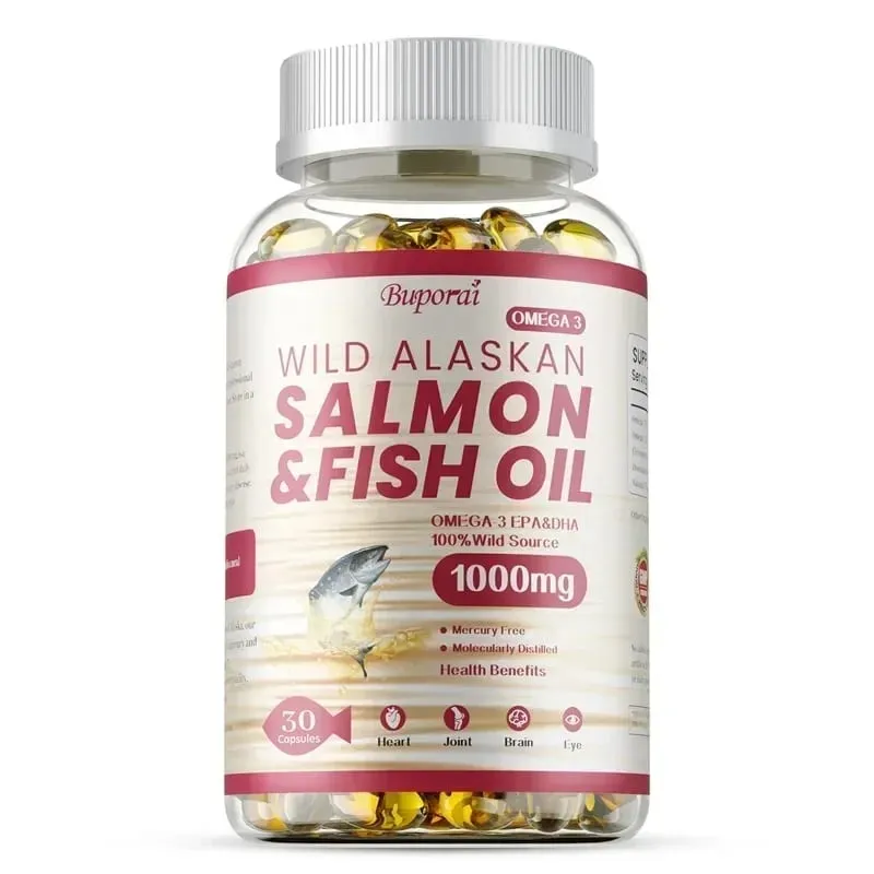 Salmon Fish Oil - Rich in EPA+DHA Supports Joint Brain and Eye Health Enhances Immune Function and Antioxidant