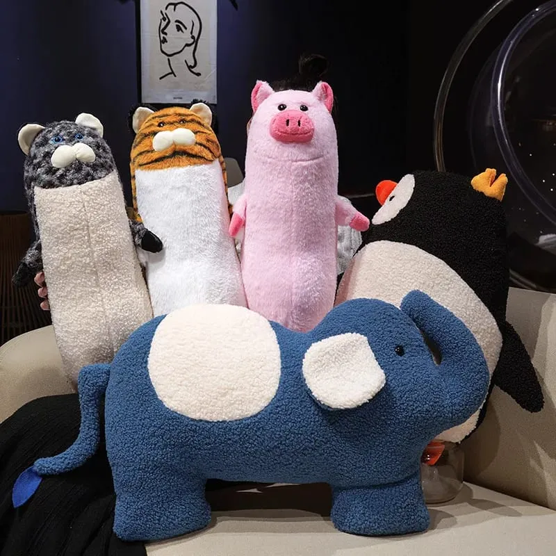 Série animal travesseiro de pelúcia leopardo elefante pinguim almofada de pelúcia kawaii acompanhar brinquedo de sono decoração para casa brinquedos presentes de aniversário