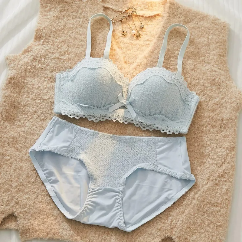 Set di lingerie sexy in pizzo push up imbottito spesso per il seno piccolo che migliora il modellamento del reggiseno a mezza coppa nascosto intimo intimo