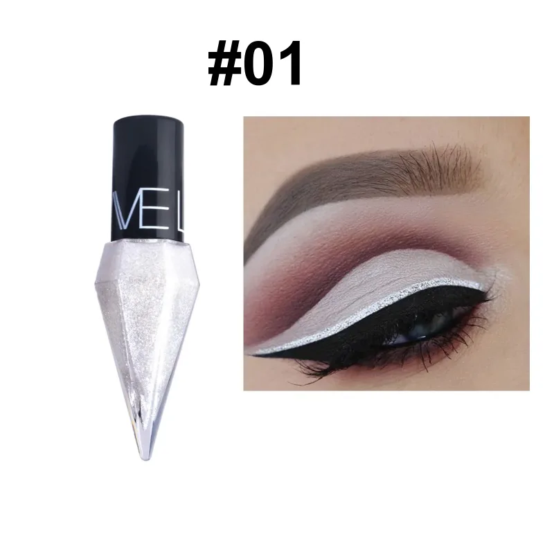 Pearlescent Diamond Liquid Eyeliner Shimmer Waterproof Long Lasting Glitter Silver Color Easy to Wear Eye Pencil Korean Makeup