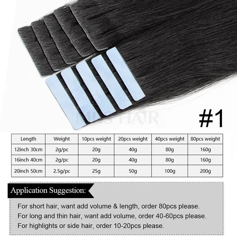 Invisible Tape in Hair Injection Tape in Human Hair Extensions #60 PU Weft Tape σε 10 τμχ/συσκευασία Προσθέστε μόνο όγκο για τρίχες στο πλάι