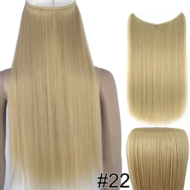 Synthetic Heat Resistant Hair Silky Straight Elasticity Invisible Wire Hair Extensions 8006