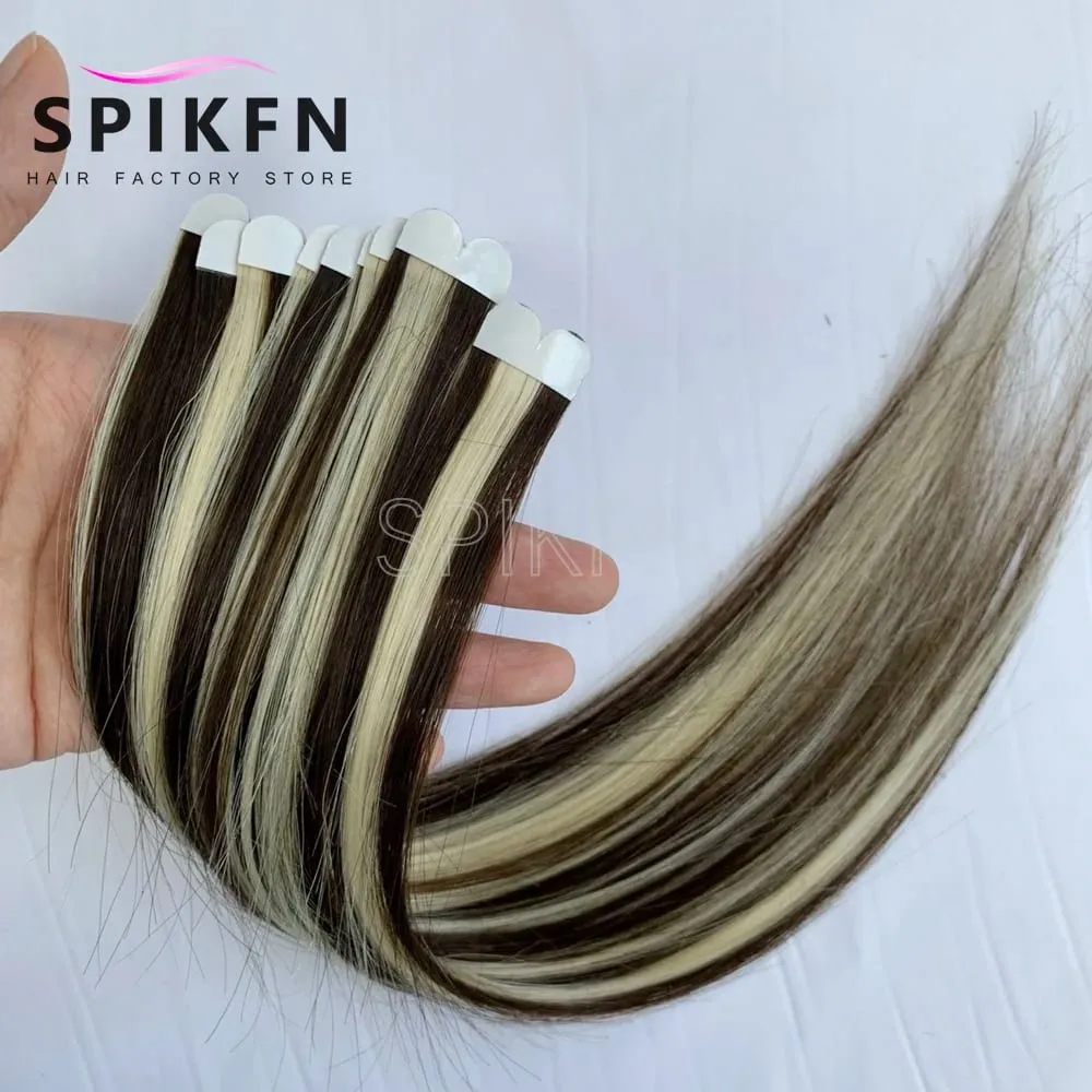 14inches Mini Tape-In Hair Extensions Straight Human Hair Seamless Skin Weft 10pcs/pack Lightweight Butterfly Tape Hair
