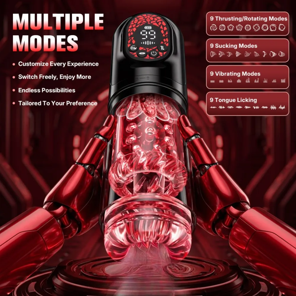 Taza masturbadora de rotación telescópica, bomba de succión de pene, bolsillo, coño, mamada, Juguetes sexuales, pistón estroboscópico, mastubador automático para hombres