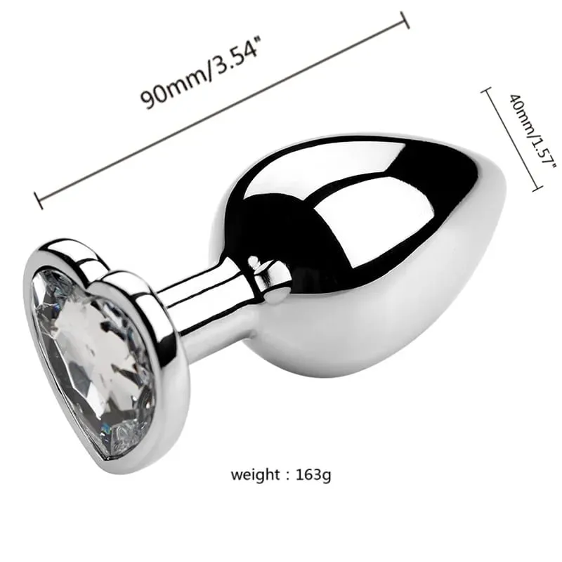 S/M/L Sumbat Anal Kristal Logam Hati Sumbat Anal untuk Wanita Sumbat Bokong Baja Tahan Karat Dapat Dilepas Mainan Seks Anal Stimulator Pria