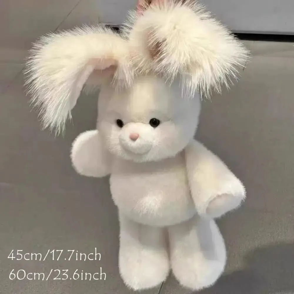 Regalo creativo Morbido coniglio di peluche Cuscino di peluche Supporto emotivo Peluche da 17,7 pollici con orecchio lungo Cuscino di peluche carino