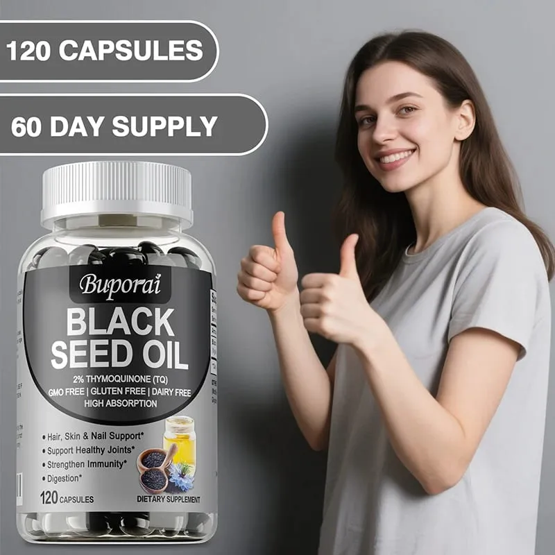 Premium Black Seed Oil 120 Capsules - Support Overall Health | Immune System Support Non-GMO Gluten-Free Supplement