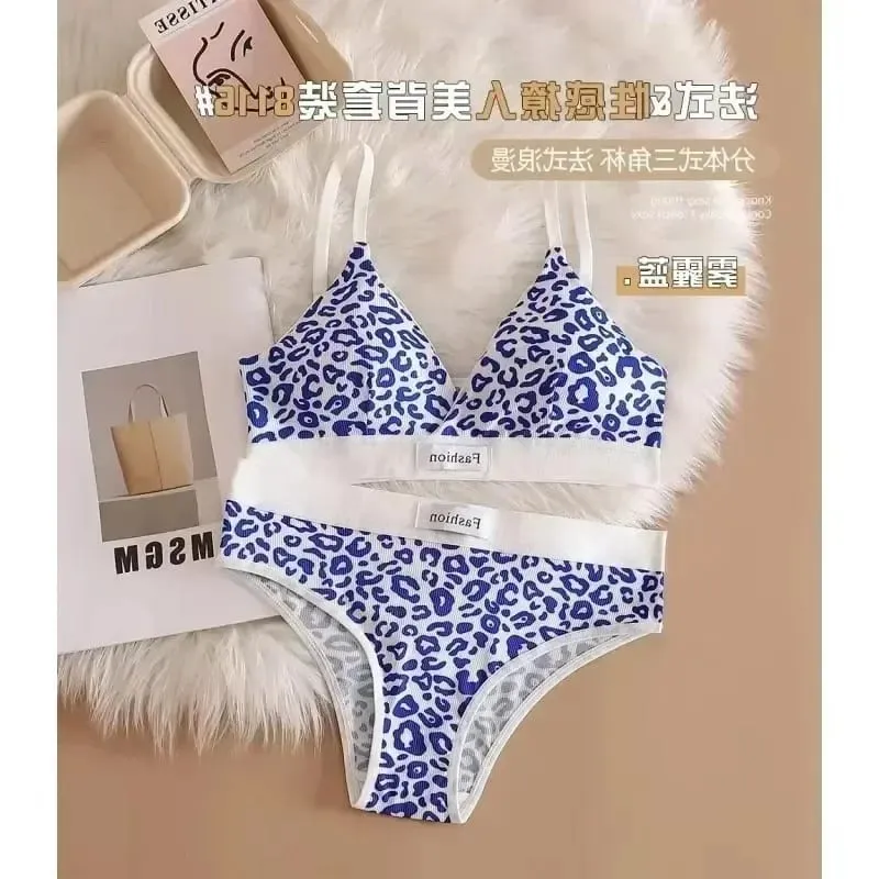 1/3Pcs Seamless Bra Set Low Waist Panties Leopard Bralette Sexy Lingerie Set Vneck Sport Brassiere Female Cotton Underwear — image 9