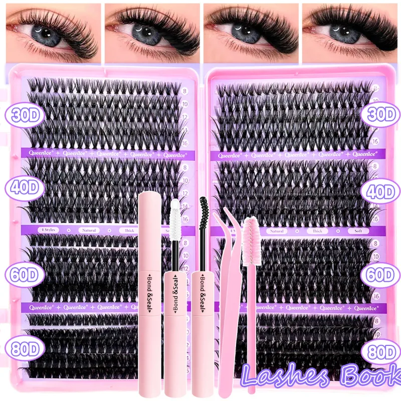 Lashes Cluster DIY Lash Extension Mixed Tray Clusters Eyelashes Fluffy Individual Lashes Cat Eye Lash Extension