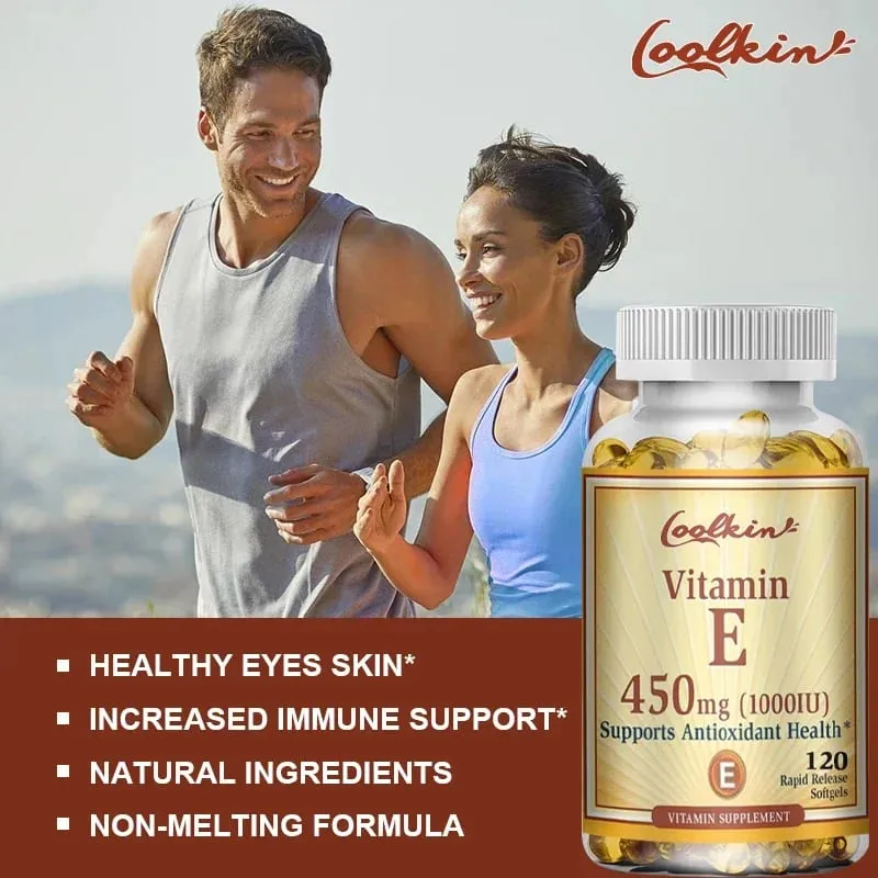 Natural Vitamin E Capsules - Brightens Skin Tightens Skin Reduce Wrinkles Anti-aging Antioxidant Supports Immune