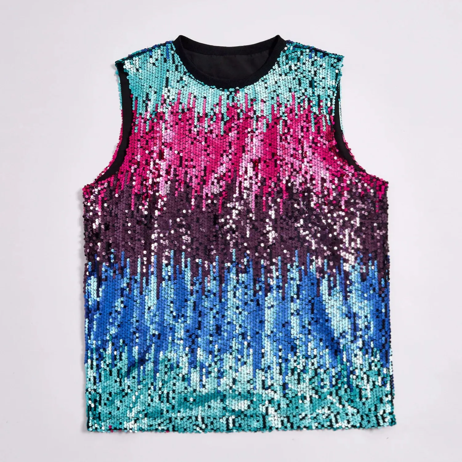 2025 Fashion Pullover Sleeveless Multi-color Sequined T-shirt/vest for Women Urban Street Style Multicolored Women's Tank Top