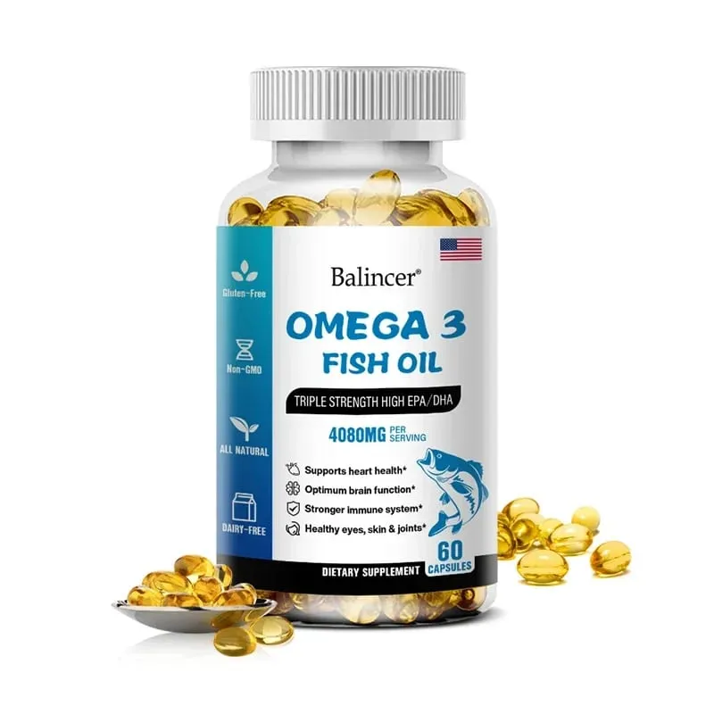 Omega 3 Fish Oil 4080mg - High EPA + DHA Helps with Joints Skin Immune Support Antioxidant & Improve Memory