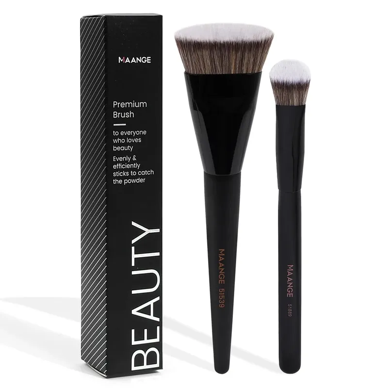 2PCS Flawless Makeup Brush Flat/Angle Foundation Contour Brush Under Eyes Makeup Brush for Liquid Cream Beauty Tools