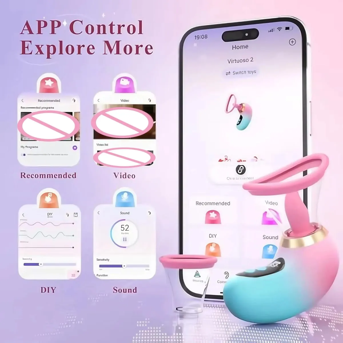 5IN1 Clitoris Sucker Vibrator Tongue Licking Nipple Vagina Massager APP Control Clit Stimulator Οθόνη σεξουαλικού παιχνιδιού για γυναίκες