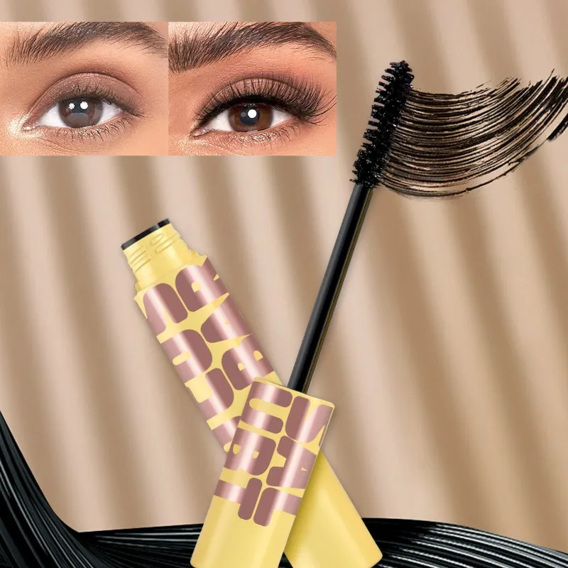 Mascara imperméable noir allongeant le recourbement des cils noirs Extension de cils maquillage de beauté Mascara longue tenue Mascara en fibres de soie — image 2