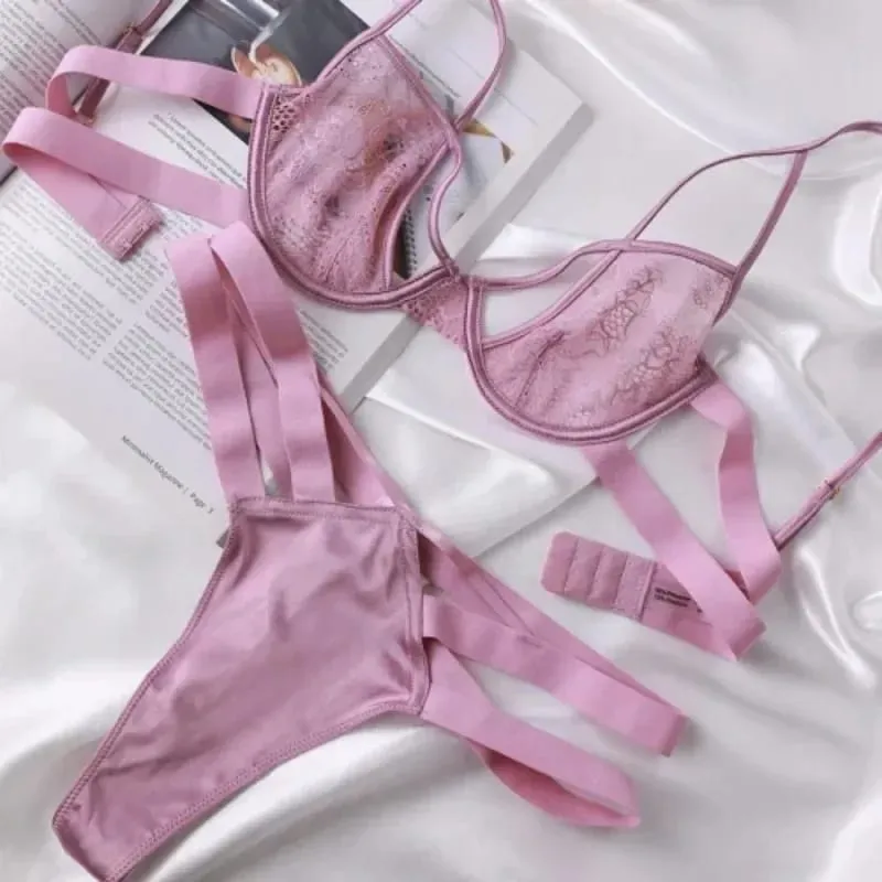 Ultratynd blonde BH og trusser Sexet Lingeri Undertøj Sæt Perspektiv Fristelse Sexet Gennemsigtig BH Sæt Fransk BH Pink 2025