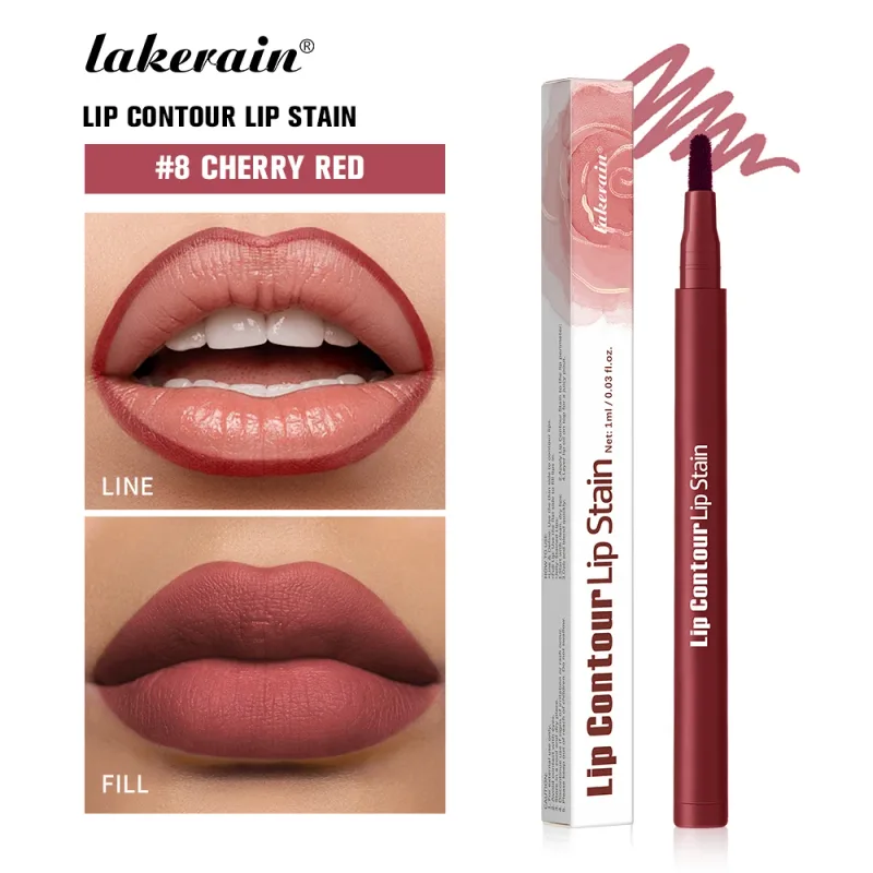 2-in-1 Lip Contour Lip Stain Pen Smudge-proof Non-stick Cup Moisturizing Lip Makeup Cosmetic Dual-Sided Tip Lip Stain & Liner — image 9