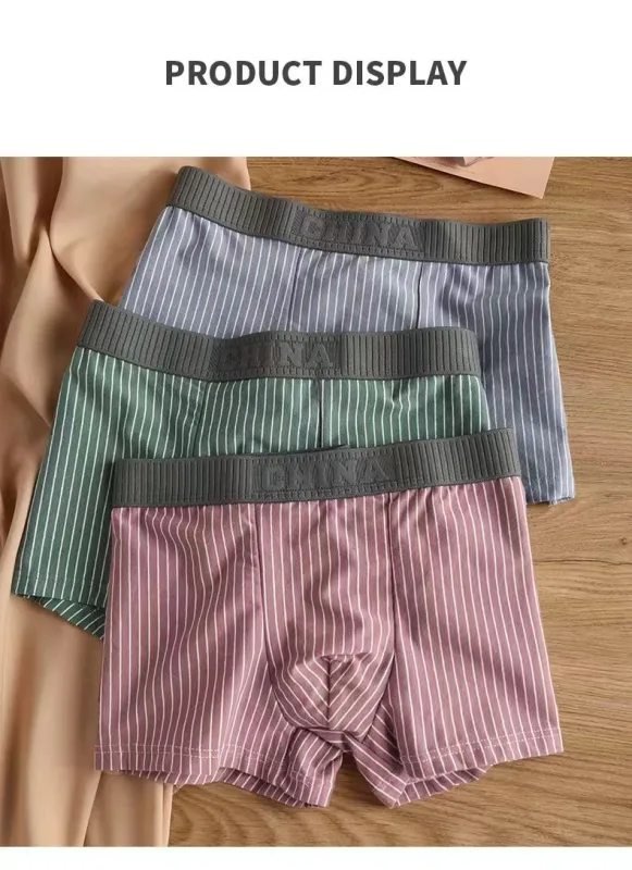 4Pcs Boxer Shorts Men's Underwear Sexy Panties Cotton Boxers Striped Underpants Male Shorts U Convex Lingerie Plus Size L-6XL