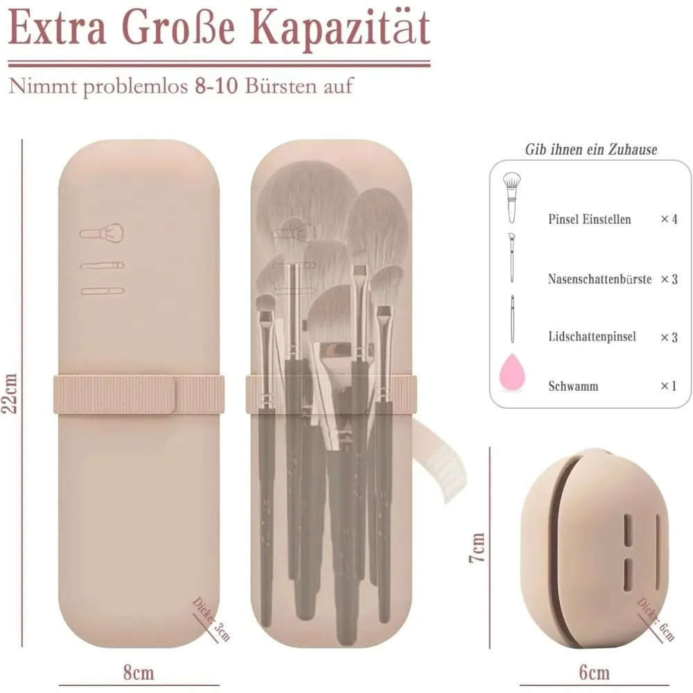 Travel Makeup Brush Holder Silicone Cosmetic Brushes Bag Makeup Sponge Case Portable Waterproof Makeup Tools for Women Girls