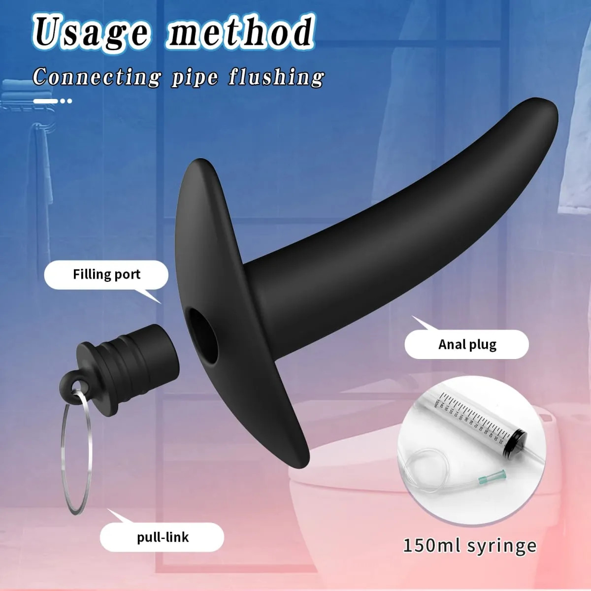 Hollow Speculum Peeking Anal Beads Butt Plug with Stopper Expander Tunnel Enema Anus Dilation Adult Sex Toys for Women Men Gay