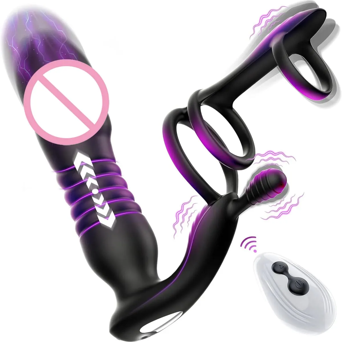 Anální kolík Masážní přístroj na prostatu Vibrátor 3 Penisový kroužek Vibrační dildo Penisový kroužek Potřeby pro dospělé Zátky na tupo Sexuální hračky Pro muže Ženy Gay — image 1