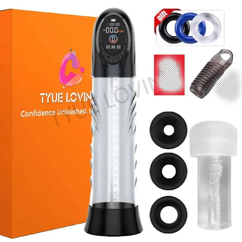 Pompa Penis Listrik Baru LCD Pembesaran Penis Memperpanjang Pompa Penis Pelatih Mengisap Pria Masturbasi Cup Pompa Kontol Mainan Seks untuk Pria
