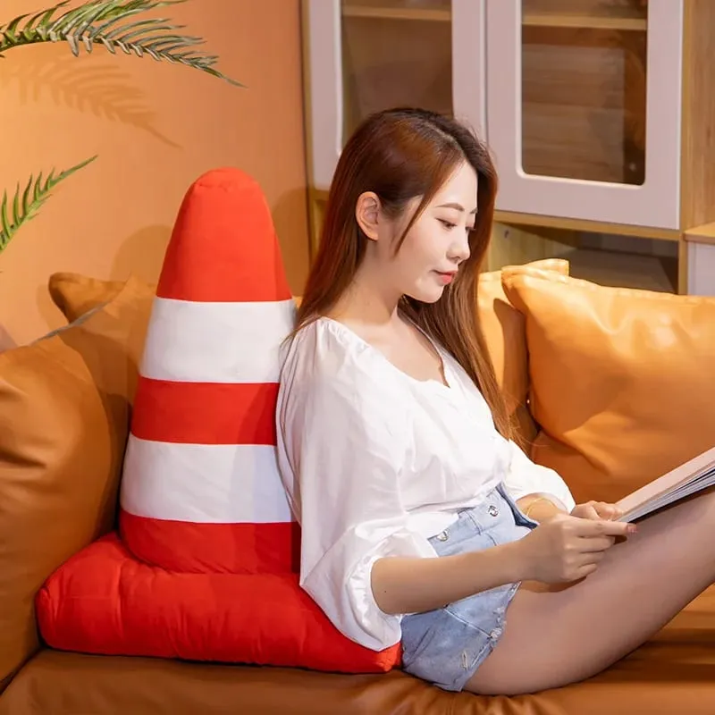 Plush Toy Simulation Traffic Cone Road Construction Cone Sign Roadblock Simulation Toy Set Safety Soft Cushion Pillow