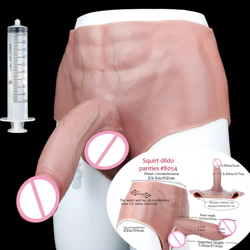 Black Nude Strapon Big Realistic Ejaculation Dildo Silicone Squirting Panties With Simulated Solid Penis Sex Toy For Women — image 46