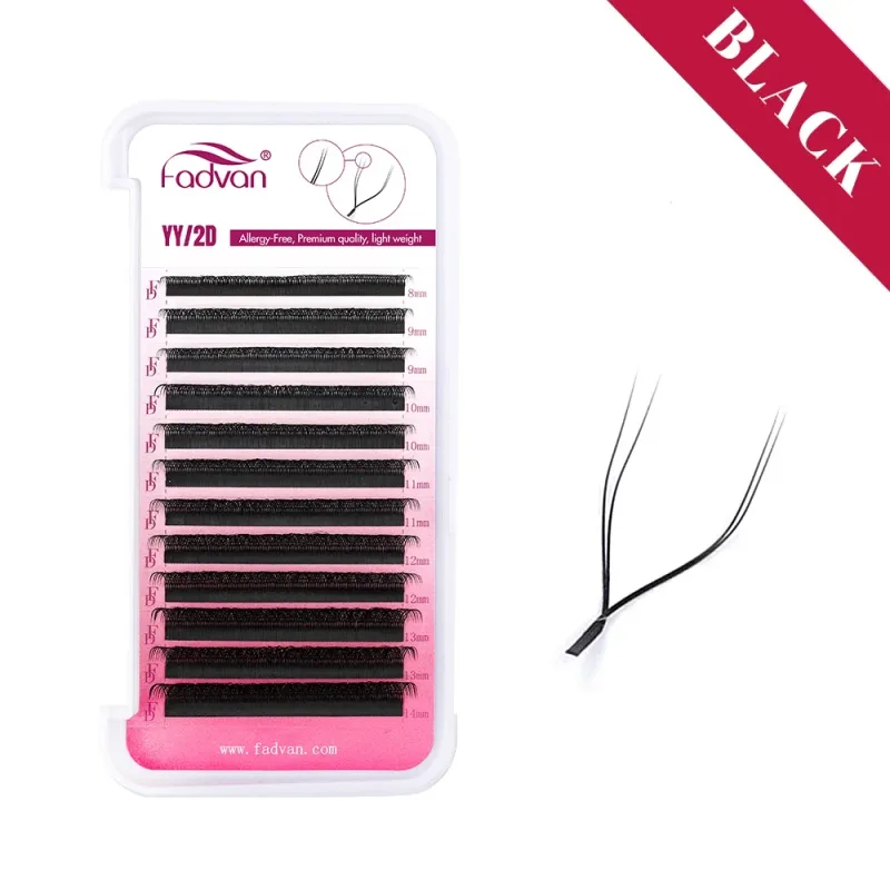 Fadvan Y-Form falsche Wimpernverlängerung YY Braun/Schwarz C/D/L/LU/L+ Curl Fox Eye