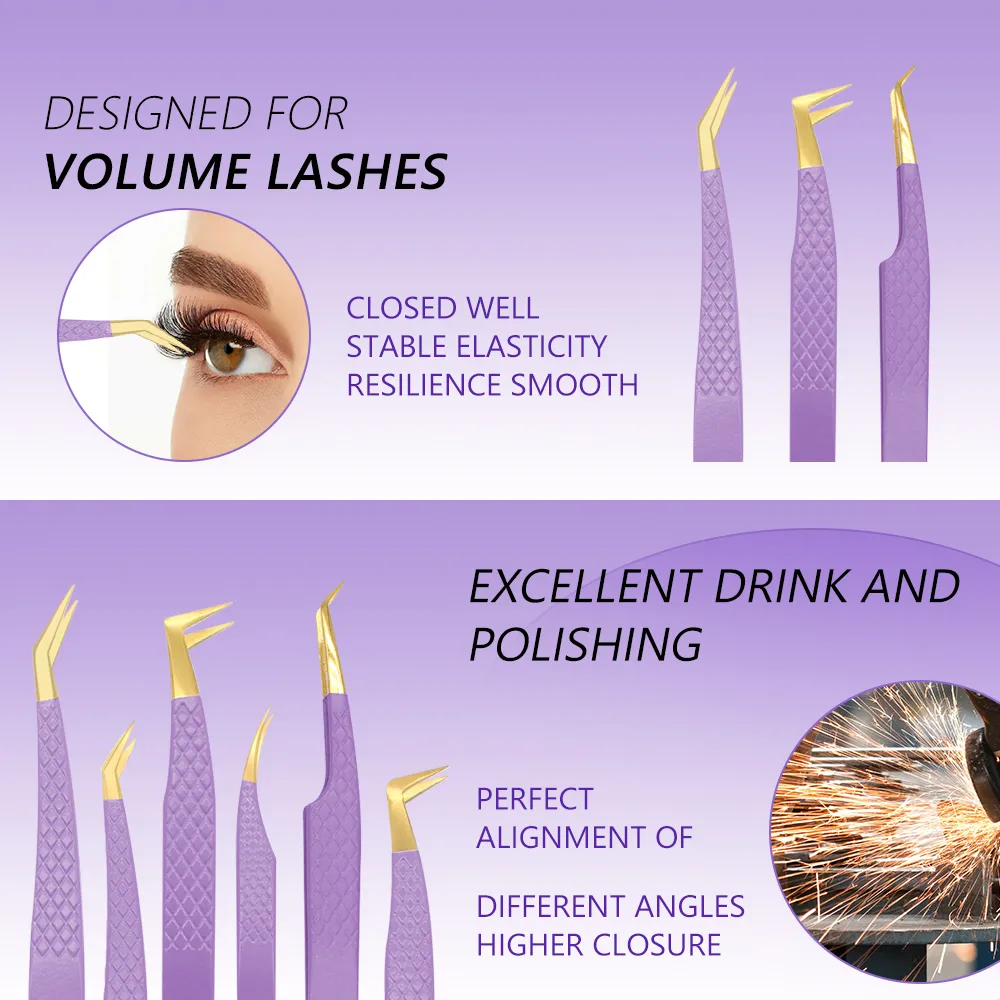 Eyelashes Tweezers Stainless Steel Superhard Tweezers High Precision Anti-static Tweezers For Eyelash Extensions Tools