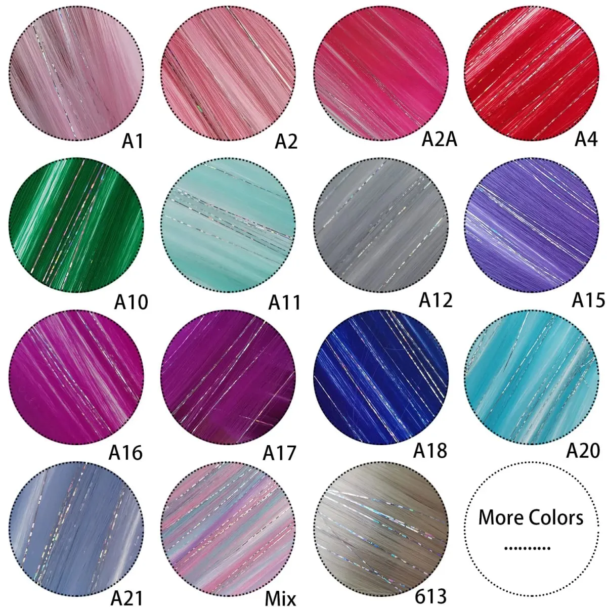 Clip in Colored Hair Extensions Mixed Silver Tinsels Synthetic 2 in 1 Rainbow Hairpiece Holiday Party Highlights for Women Girls — image 7