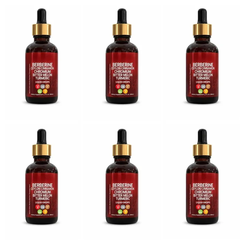 Berberine Liquid Drops Ceylon Cinnamon Chromium Bitter Melon & Turmeric Extract Multi-Ingredient Metabolic Support 60 ML