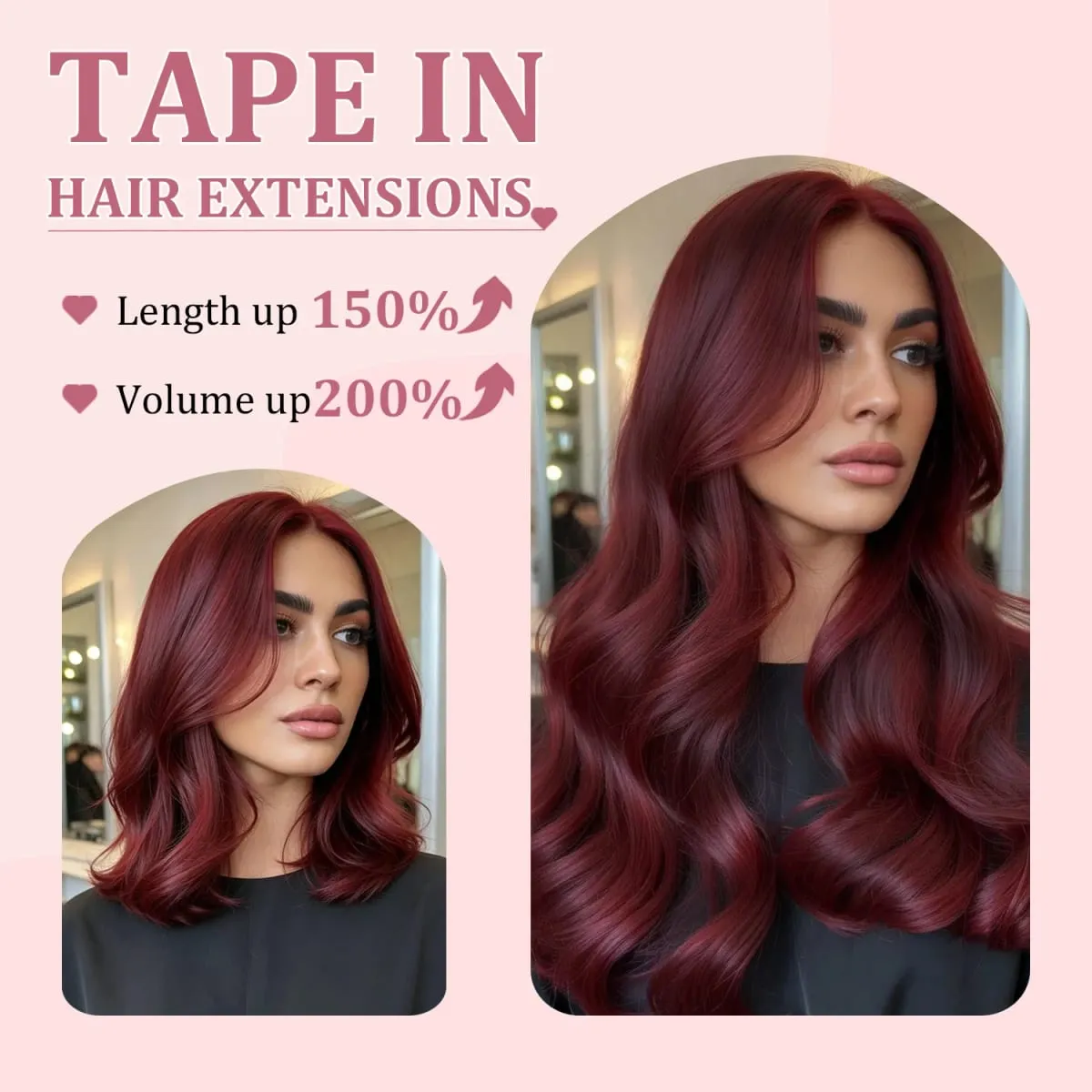 20pcs Seamless Remy Tape in Human Hair Extension #99J Dark Wine Body Wave PU Skin Weft Real Virgin Human Hair Tape ins Extension