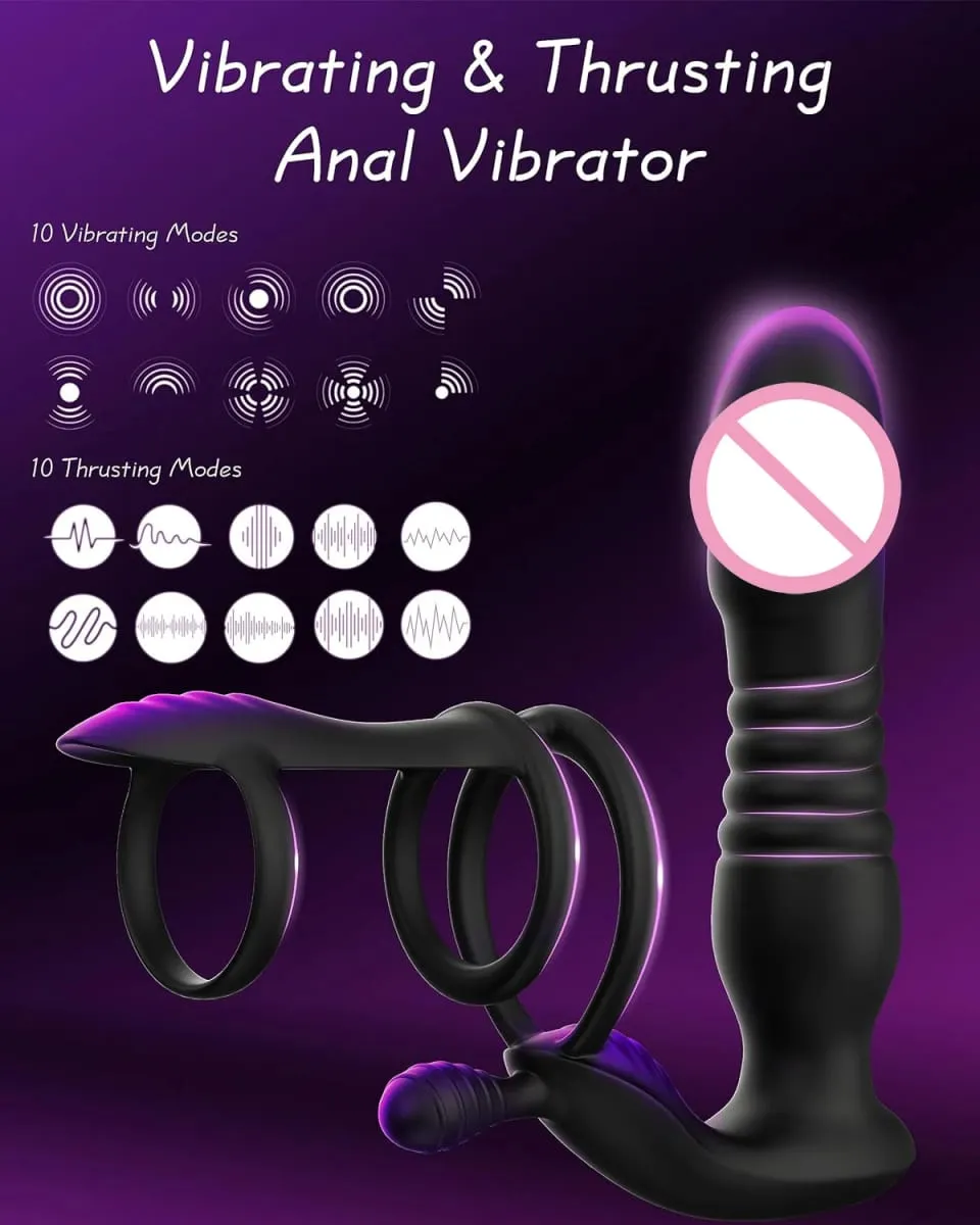 Anální kolík Masážní přístroj na prostatu Vibrátor 3 Penisový kroužek Vibrační dildo Penisový kroužek Potřeby pro dospělé Zátky na tupo Sexuální hračky Pro muže Ženy Gay — image 2