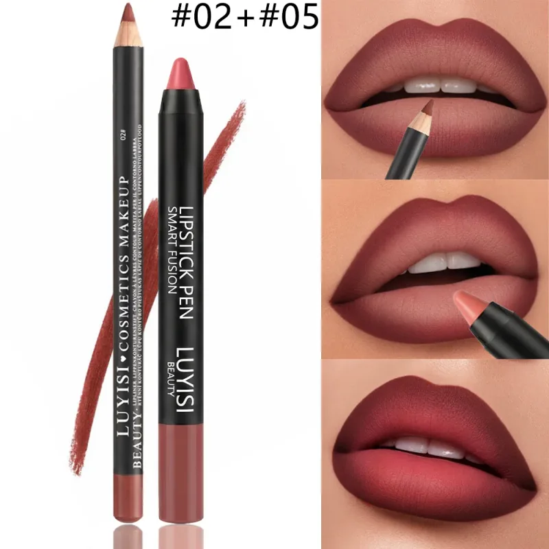 2pcs/set Lip Makeup Set: 1 Matte Lip Liner + 1 Soft Matte Lipstick Pencil. A perfect match long-lasting matte and waterproof — image 3