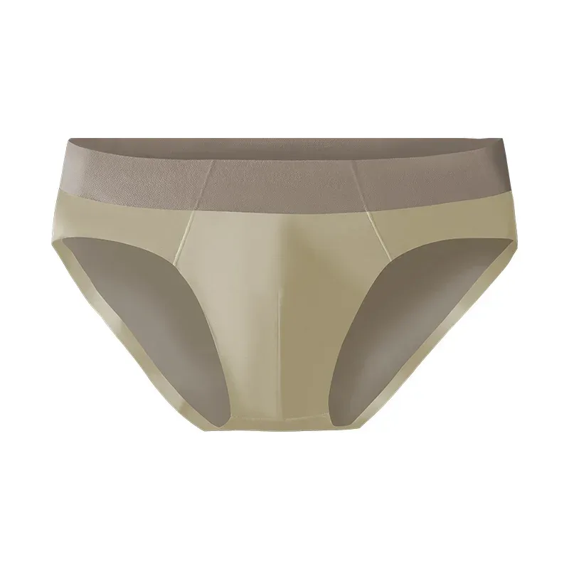 Men's ice silk seamless underwear men breathable briefs summer thin boys sports low waist short shorts head