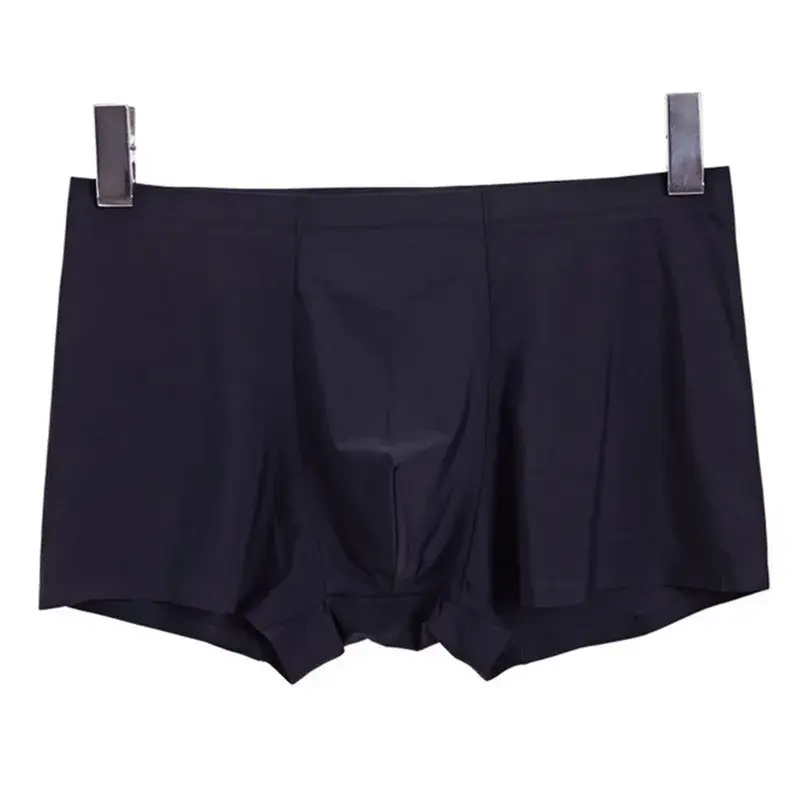 Seamless Ice Silk Boxers Men Solid Color Male Underpants Ultra-thin Sexy Underwear Summer COOL Trunk Shorts