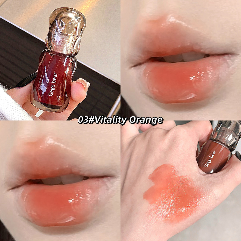 Gege Bear Crystal Gloss Lip Tint — Autumn/Winter Hydrating Formula Mirror-Gloss Finish Youthful Plumping Effect
