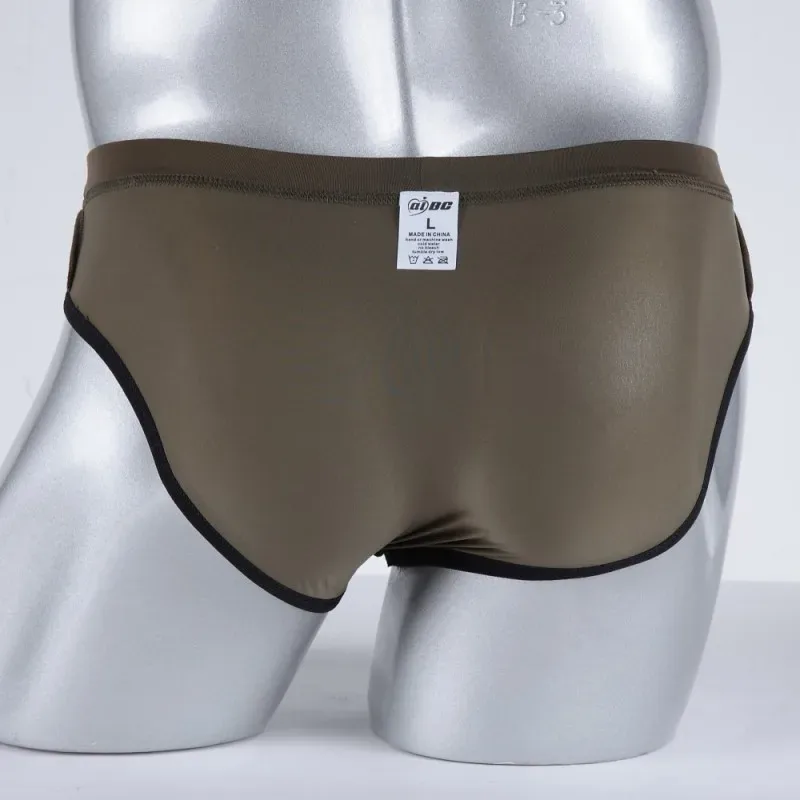Men's Erotic Briefs Elephant Nose Open Sheath Bikini Gay Sexy Thin Ice Silk Penis Bulge Separate Elastic Quick Dry Sports Tangas