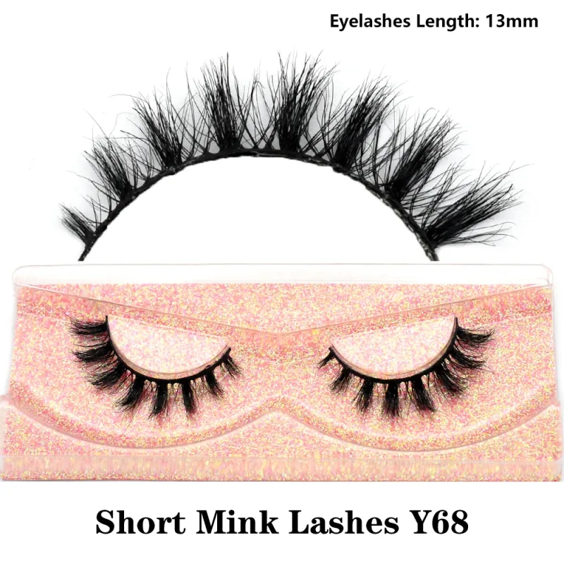 Real Mink Fluffy Short Eye Lashes Extension Wispy Soft Natural Short False Eyelashes Daily Wear Full Strip Lashes Makeup